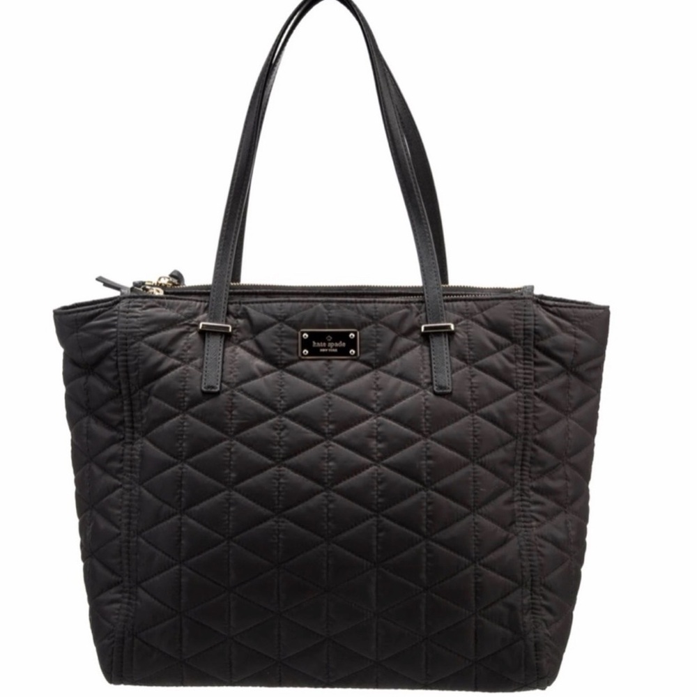 Kate Spade Black Quilted Tote with attached mini pouch (Excellent Condition)